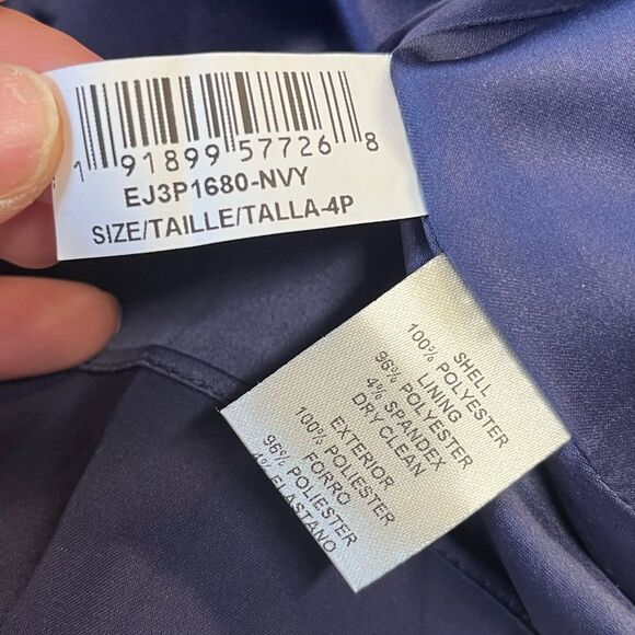 NWT Eliza J | Navy Blue Floral Illusion Neck Embroidered Cocktail Dress 4P - Picture 13 of 13